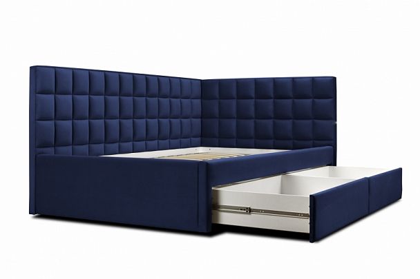 Кровать «Юник» с ящиками 900,  синяя - Вид 2
