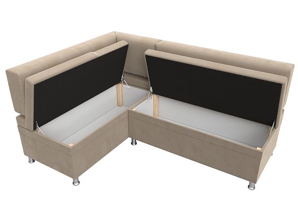 Кухонный уголок Стайл левый (полностью велюр бежевый) - Вид 7