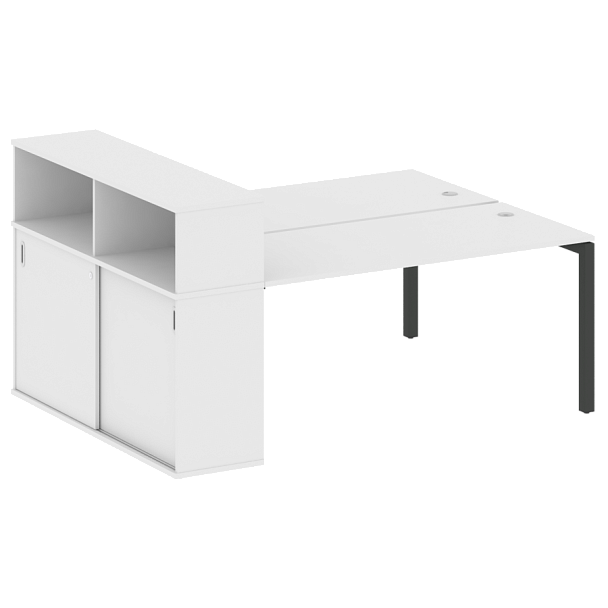 Metal System Quattro Р. ст. с шкафом-купе на П-образном м/к 50БП.РС-СШК-2.4 Т Белый/Антрацит металл 2010*1475*1098 - Вид 1