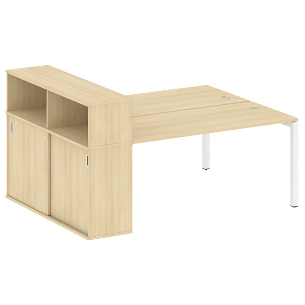 Metal System Quattro Р. ст. с шкафом-купе на П-образном м/к 50БП.РС-СШК-2.4 Т Акация/Белый металл 2010*1475*1098 - Вид 1