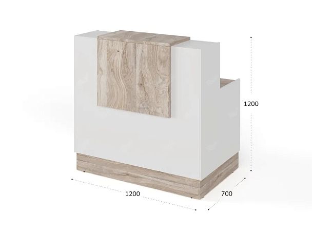 RTD081-120-MA ТАНДЕМ / TANDEM Стойка ресепшн 1-120 1200х700х1200 Дуб Маувелла - Вид 3