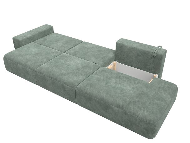 Диван прямой Лига-036 НПБ Модерн Лонг подлокотник слева Велюр зеленый - Вид 9