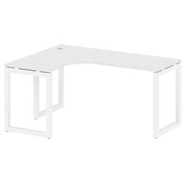 Metal System Quattro Стол криволинейный левый на О-образном м/к 50БО.СА-4 (L) Белый/Белый металл 1600*1200*750 - Фото предпросмотра