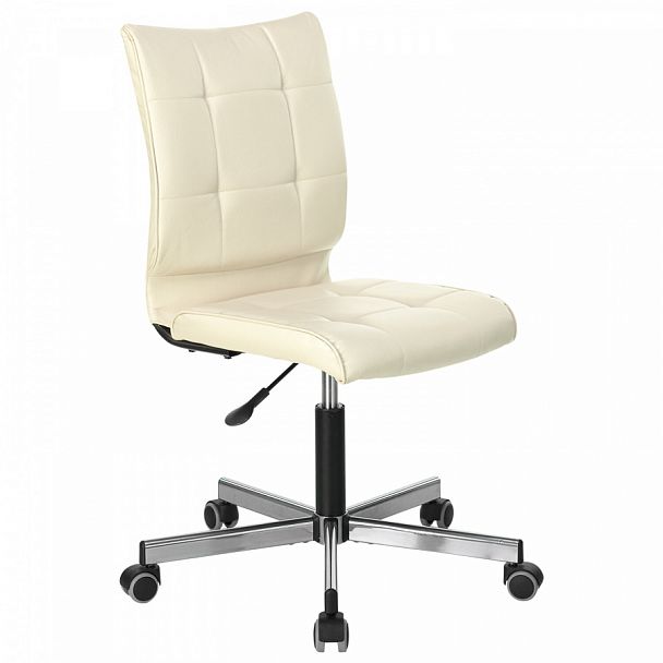 Кресло BRABIX "Stream MG-314", без подлокотников, пятилучие серебристое, экокожа, бежевое, 532078 - Вид 1