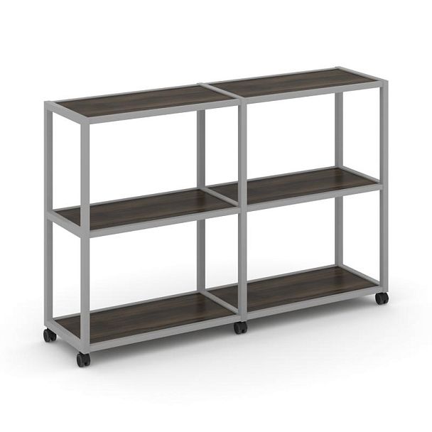 Shelf Mobile Стеллаж 3 уровня 2 секции VR.LT-STK-311.08 Дуб Мали/Металл Серый 1570*400*1046 - Вид 1