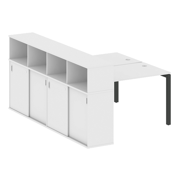 Metal System Quattro Р. ст. с шкафом-купе на П-образном м/к 50БП.РС-СШК-4.2 Т Белый/Антрацит металл 1610*2332*1098 - Вид 1