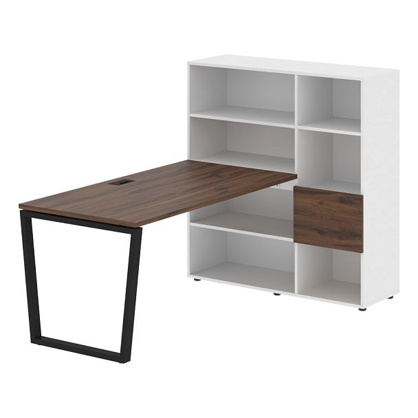 Стол-стеллаж EVRST 1215 Дуб Денвер тёмный/Черный/Белый 1990х1250х1355 EDIS - Вид 1