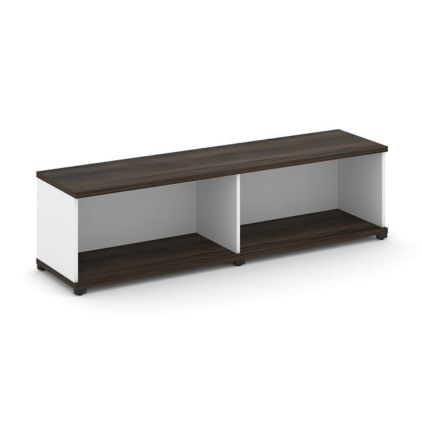 Concept Стеллаж 2 широкие секции, 1 ниша CN.STS-120 Дуб Мали/Белый Бриллиант/Металл Черный 1668*420*450 - Вид 1