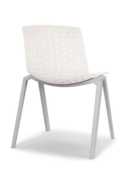 Стул LUX (4 ножки) каркас белый RAL 9003, красный, стопируемый - Вид 2