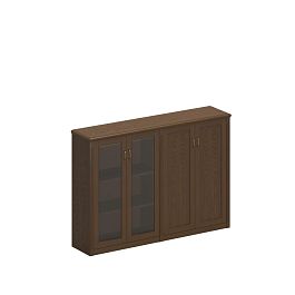 Шкаф для документов средний комбинированный (1 с деревянными дверями 1 со стеклянными дверями) Perseo ПС 322 ДМ дуб мелвилл - Фото предпросмотра