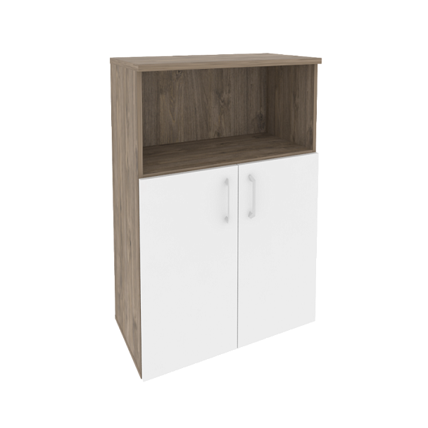 Onix Шкаф средний широкий O.ST-2.1 Тиквуд темный/Белый бриллиант 800*420*1207 - Вид 1