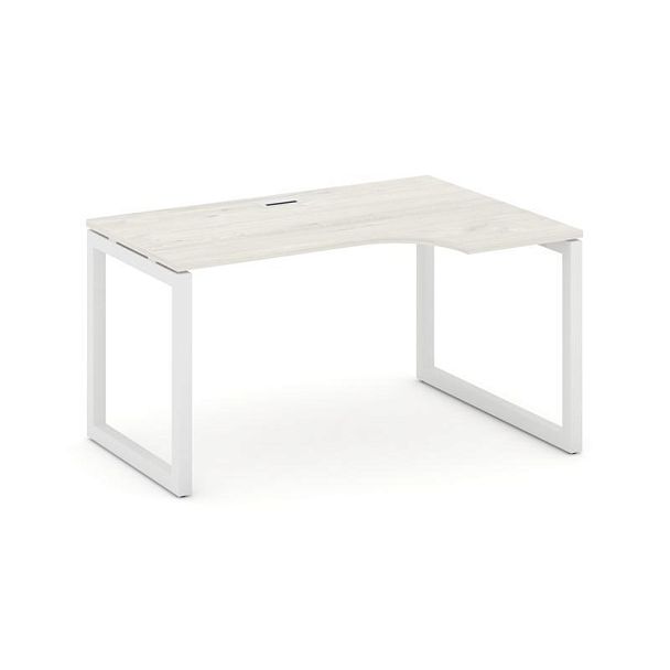 Стайл Проджект Стол рабочий эргоном. SN-5O.SPA-012(R) Дуб Наварра/Металл Белый 1580*700/980*750 - Вид 1