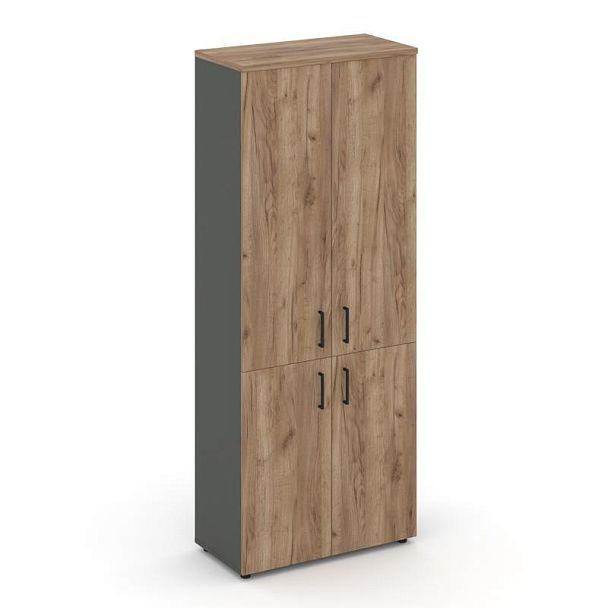 Style Project Шкаф высокий широкий SN.STS.E-104 Антрацит/Дуб Табак/Черный Ручки 796*400*1982 - Вид 1