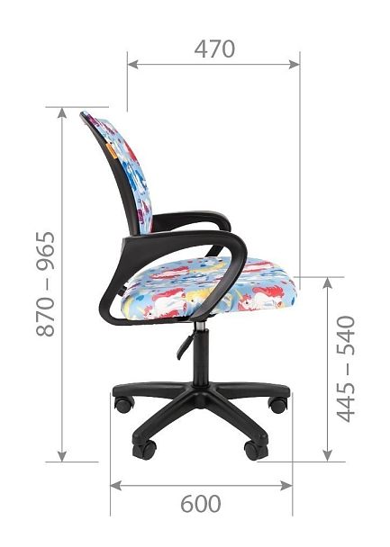 Кресло CHAIRMAN KIDS 103 LT, пластик черный, ткань велюр, принт НЛО - Вид 5