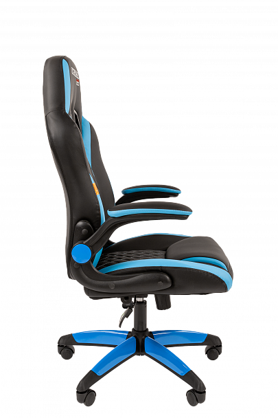 Кресло компьютерное СН GAME 15, экокожа, черное/голубое, 7022779 - Вид 4