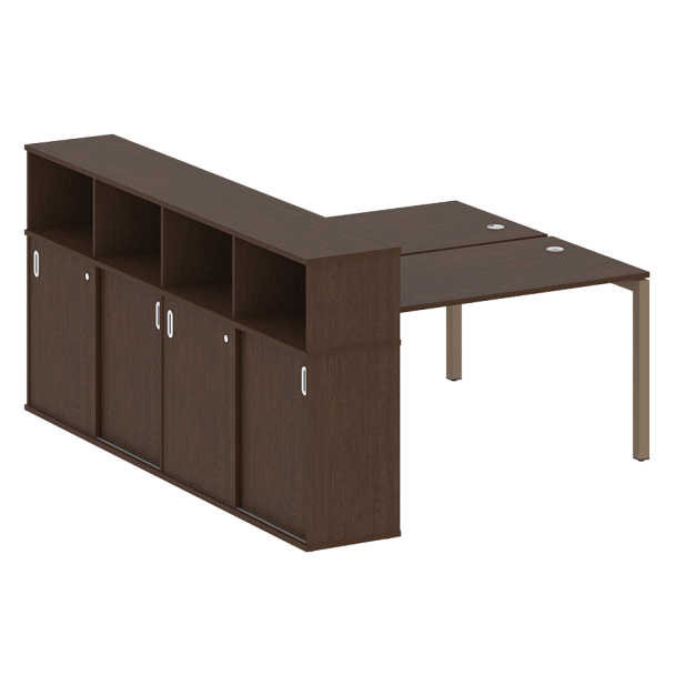 Metal System Quattro Р. ст. с шкафом-купе на П-образном м/к 50БП.РС-СШК-4.3 Т Венге/Мокко металл 1810*2332*1098 - Вид 1