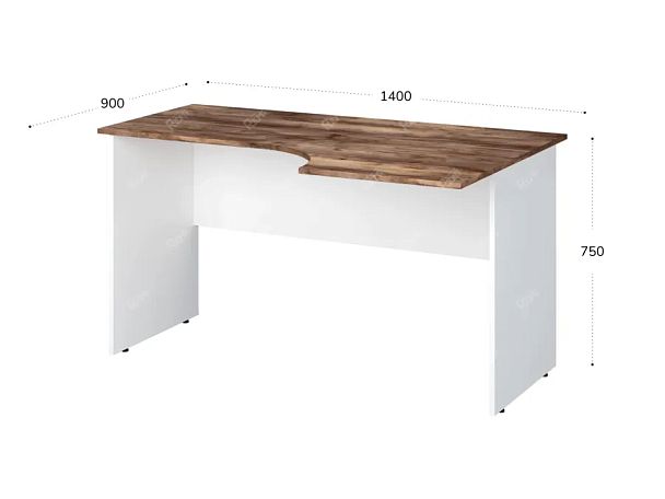 TANDEM RTD013-140R-SH Стол эргономичный правый 1400х900х750 Таксония шоколадная/Белый - Вид 2