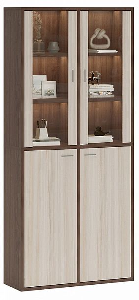 Шкаф-витрина Домино СУ(ш2в2)+2ФС+2ФГ Карамель/Шамони - Вид 2