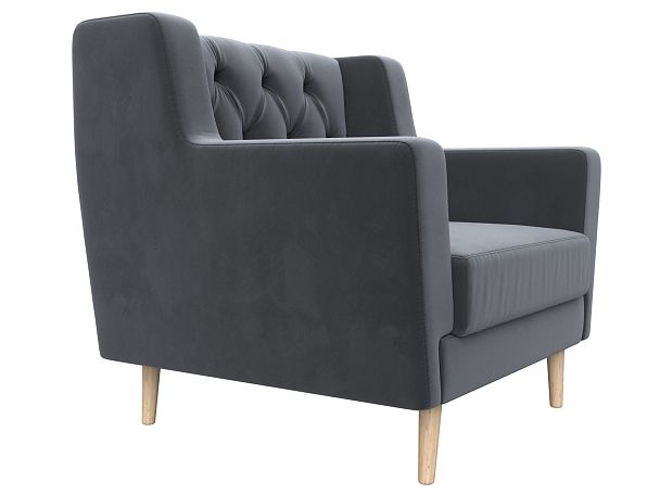 Кресло Брайтон Люкс (полностью велюр серый) - Вид 3