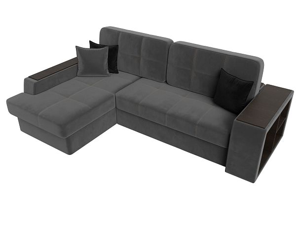 Угловой диван Брюссель левый (полностью велюр серый) - Вид 5
