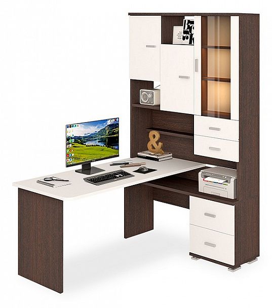 Стол компьютерный Домино СР-620/160 Белый/Венге правый - Вид 1