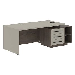 Стол руководителя с тумбой VCT 2190(R) Аметист/Черный матовый/Дуб Сильвер 2100х900х750 VELION - Фото предпросмотра