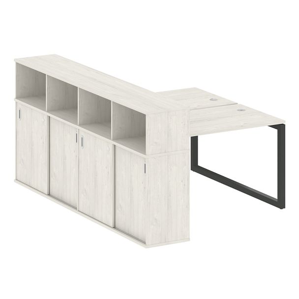 Metal System Quattro Р. ст. с шкафом-купе на О-образном м/к 50БО.РС-СШК-4.2 Т Дуб наварра/Антрацит металл 1610*2332*1098 - Вид 1