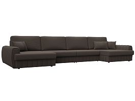 Диван П-образный Лига-057 НПБ Лонг Рогожка коричневый - Фото предпросмотра