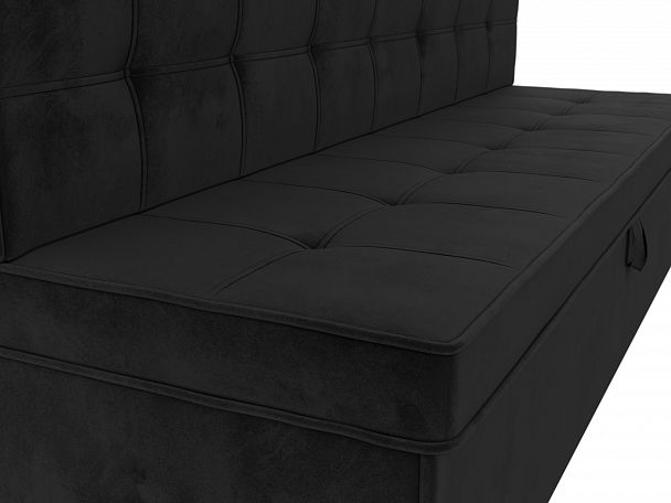 Кухонный диван Техас (полностью велюр черный) - Вид 4