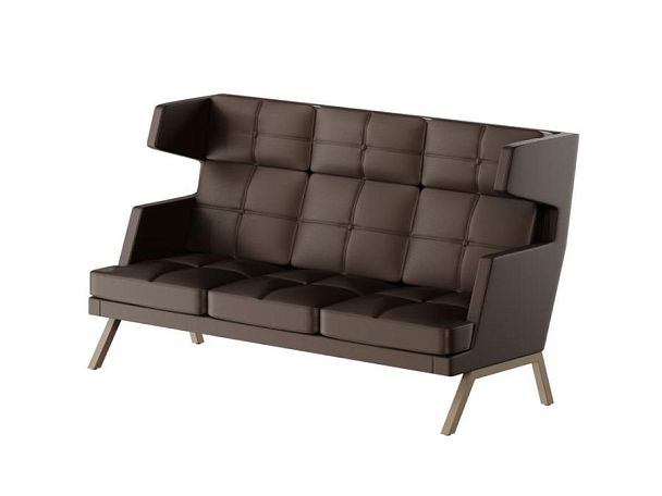 Aldo Диван трёхместный высокий с декором из пуговиц ALDB-03 Линкольн 221/Металл Капучино 2010*960*11 - Вид 1