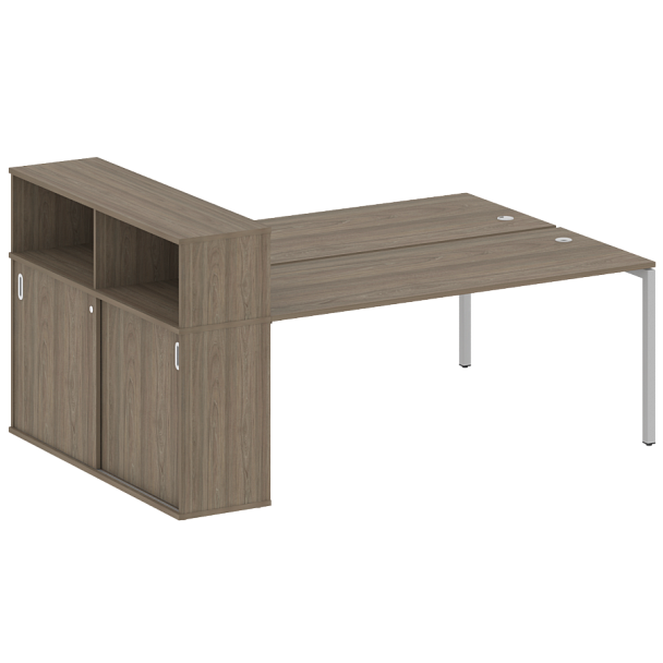 Metal System Quattro Р. ст. с шкафом-купе на П-образном м/к 40БП.РС-СШК-2.5 Т Вяз/Серый металл 2210*1475*1098 - Вид 1