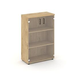 Стайл Проджект Шкаф средний широкий SN.STS.E-205 Тиквуд Светлый/Прозрачный/Черный Ручки 796*400*1203 - Фото предпросмотра