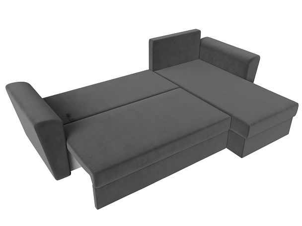 Угловой диван Амстердам Лайт правый (полностью велюр серый) - Вид 9