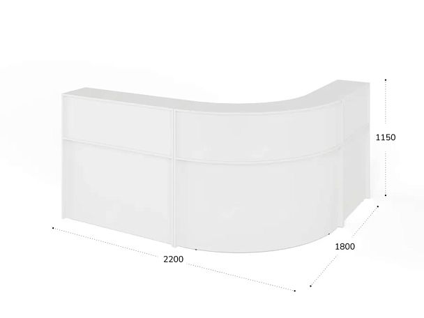 ЛАЙТ / LIGHT RLG070 Угловой ресепшн 220x180x115 Белый - Вид 3