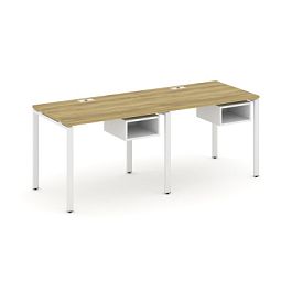 Concept Рабочая станция односторонняя с подвес. тумбами 2 места CN.ORS-101 Дуб Винченцо/Белый Бриллиант/Металл Белый 1960*720*750 - Фото предпросмотра