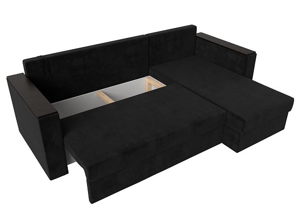 Угловой диван Атланта Лайт Б/С правый (полностью велюр черный) - Вид 8