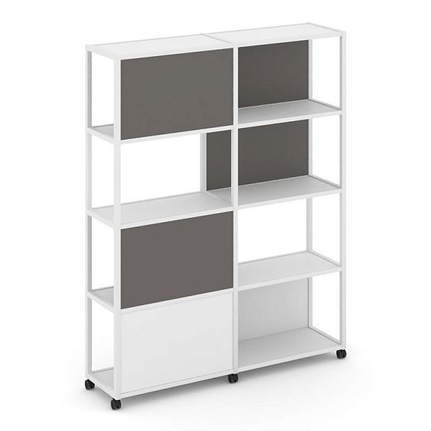 Shelf Mobile Стеллаж 5 уровней 2 секции VR.LT-STK-515.06 Белый Бриллиант/Металл Белый/W-26 1170*400*2000 - Вид 1