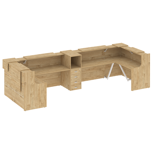 Ресепшн П-образный "Onix" O.R-K-37 тиквуд светлый/белый - Вид 1