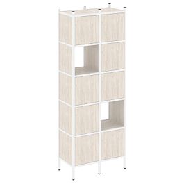 Loft Прямой стеллаж наборный VR.L-05 Денвер светлый/Белый металл 862*446*1869 - Фото предпросмотра