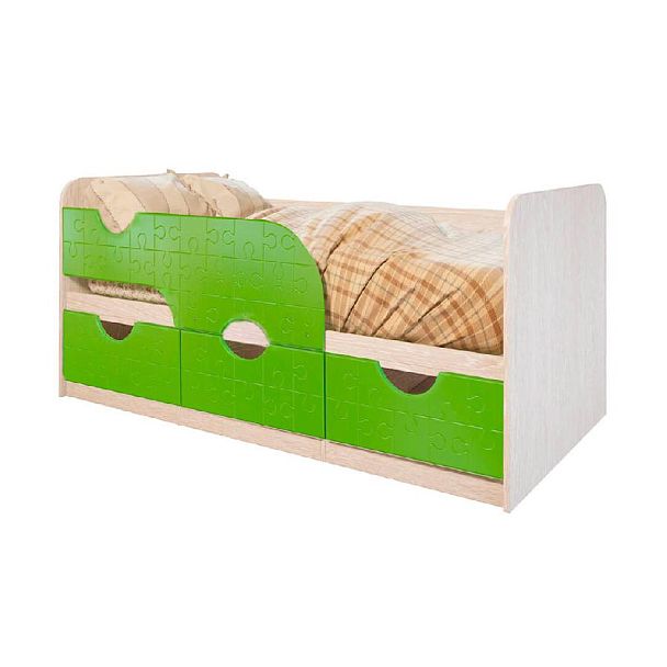 Кровать детская "Минима" 1860 (1892х770х850) дуб атланта/зеленый лед - Вид 1