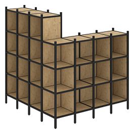 Loft Угловой внешний стеллаж наборный VR.L-60 Тиквуд светлый/Чёрный металл 1694*1694*1869 - Фото предпросмотра