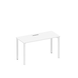 Стол письменный на металлокаркасе, столешница с заглушкой Space+ А1 БГ 004 БП белый премиум / белый гладкий - Фото предпросмотра