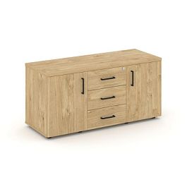 Стайл Проджект Тумба для оргтехники/сервисная SN.TS-002 Тиквуд Светлый/Черный Ручки 1206*460*576 - Фото предпросмотра