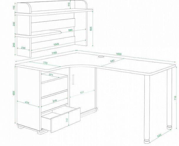 Стол компьютерный Домино СР-145М Венге/Карамель левый - Вид 2