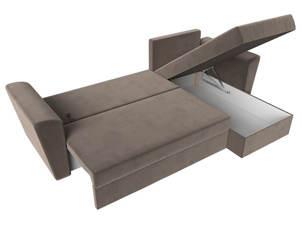 Угловой диван Амстердам Лайт правый (полностью велюр коричневый) - Вид 7