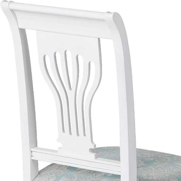 Комплект деревянных стульев с мягким сиденьем Мендельс Белая эмаль серебрянная патина/Бирюзовый жаккард, 2 шт. - Вид 9