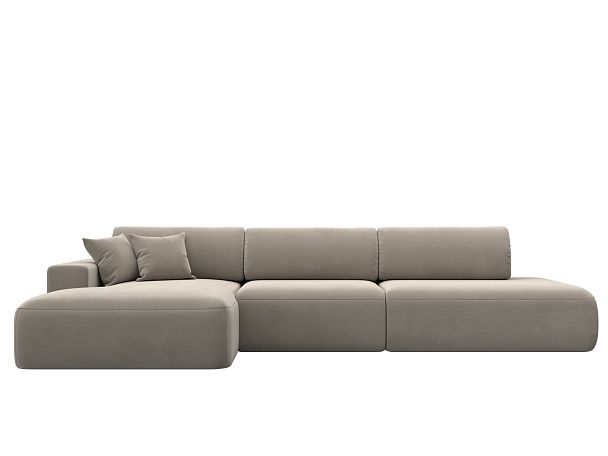 Диван угловой Лига-036 Модерн Лонг левый угол Микровельвет бежевый - Вид 2