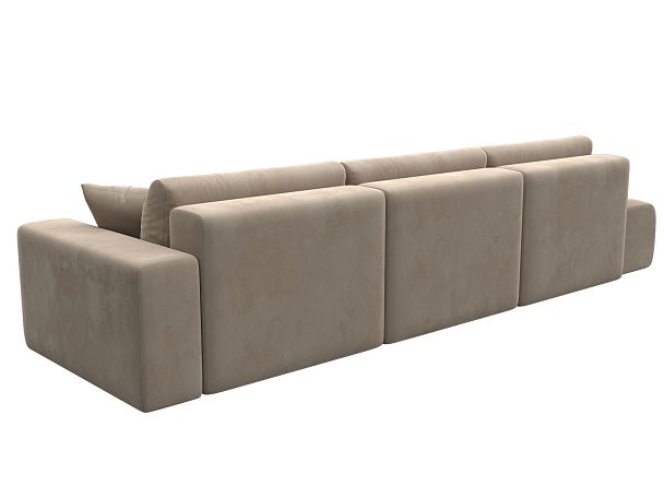 Диван прямой Лига-036 Модерн Лонг подлокотник справа Велюр бежевый - Вид 5