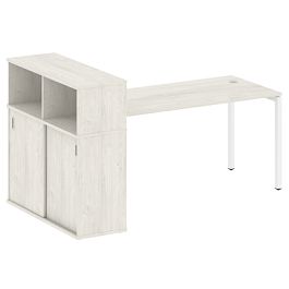 Metal System Quattro Стол письменный с шкафом-купе на П-образном м/к 40БП.РС-СШК-3.4 Т Дуб наварра/Белый металл 2010*1120*1098 - Фото предпросмотра