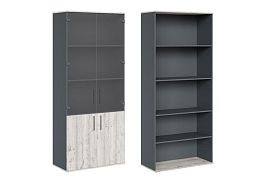 Шкаф для бумаг со стеклом Zion Light 90x42x207 дуб нордик - Фото предпросмотра